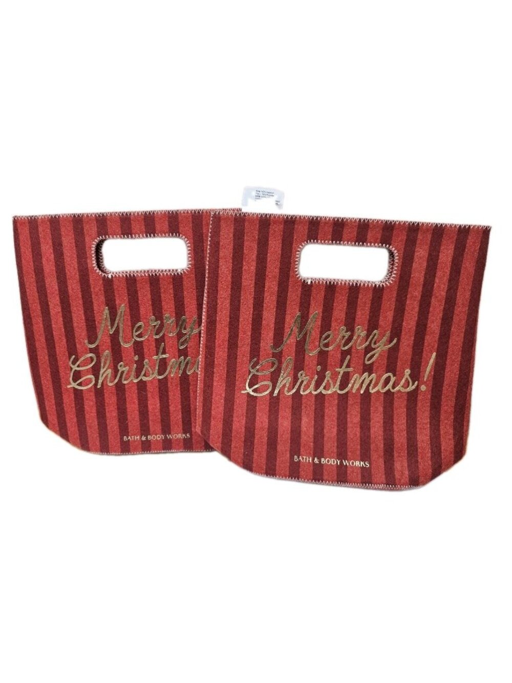 NEW Set of 2 Bath And Body Works MERRY CHRISTMAS Felt Cloth Tote Gift Bag 2025